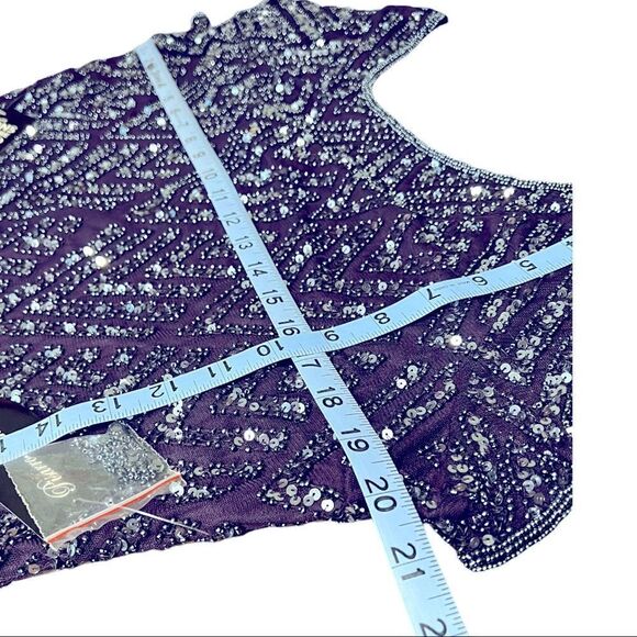 Pisarro Nights Chevron Sequin Sheath Dress In Plum - Picture 7 of 11